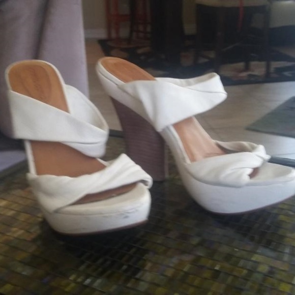 SOFT BUTTER LEATHER WHITE PLATFORM - Picture 1 of 5